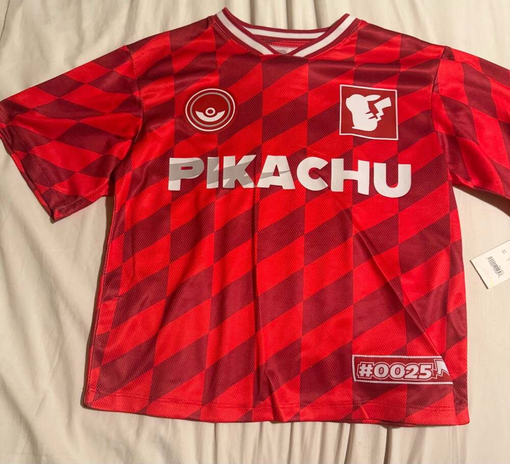 Pokemon Pikachu Short Sleeve Soccer Jersey Red MD (0016)